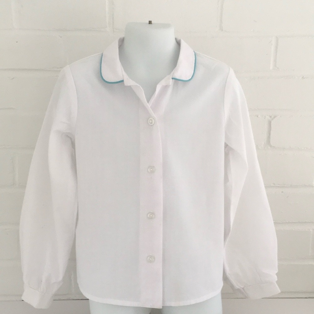 Alyssa Classic White Long Sleeve Girls Blouse With Peter Pan Collar Size 6X